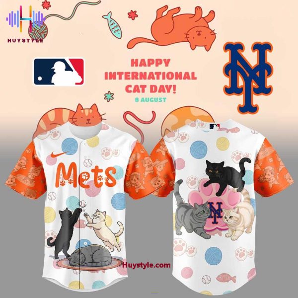 New York Mets Happy International Cat Day! 2025 Special Edition Baseball Jersey