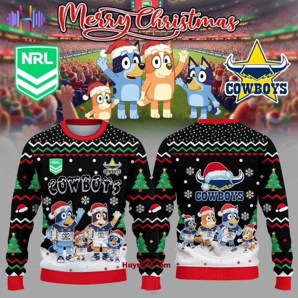 North Queensland Cowboys Merry Christmas Bluey & Bingo 2025 Limited Edition 3D T-Shirt