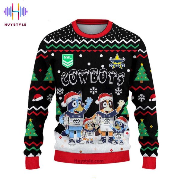 North Queensland Cowboys Merry Christmas Bluey & Bingo 2025 Limited Edition 3D T-Shirt