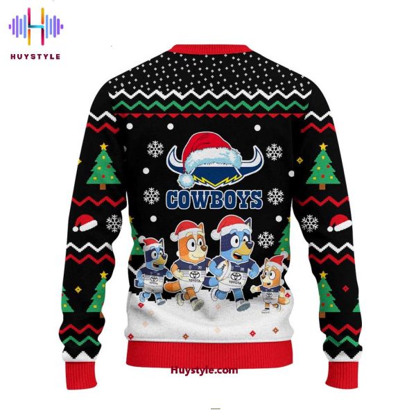 North Queensland Cowboys Merry Christmas Bluey & Bingo 2025 Limited Edition 3D T-Shirt