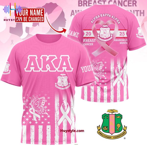 Alpha Kappa Alpha 2025 Breast Cancer Awareness Month Custom Name 3D T-Shirt