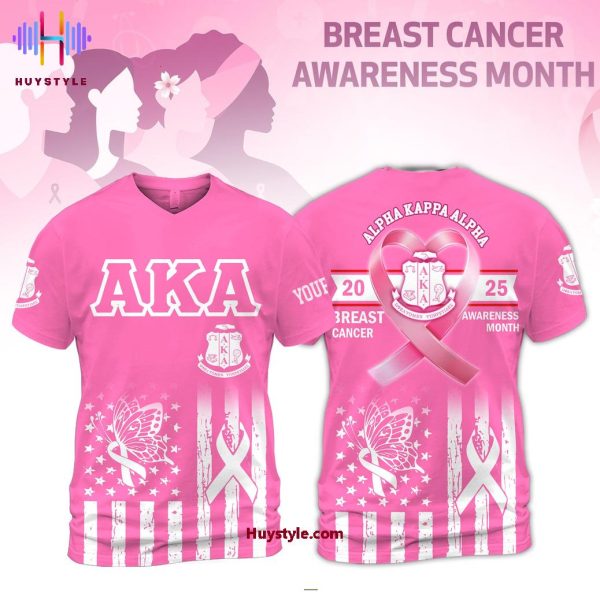 Alpha Kappa Alpha 2025 Breast Cancer Awareness Month Custom Name 3D T-Shirt