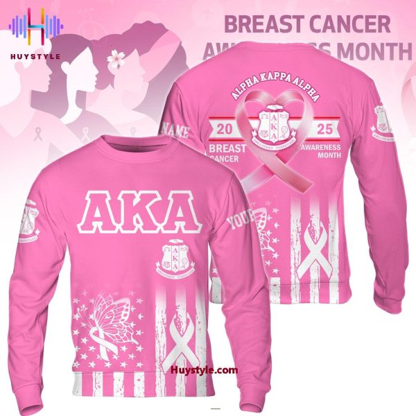 Alpha Kappa Alpha 2025 Breast Cancer Awareness Month Custom Name 3D T-Shirt