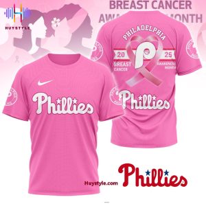 Philadelphia Phillies 2025 Breast Cancer Awareness Month Custom Name 3D T-Shirt