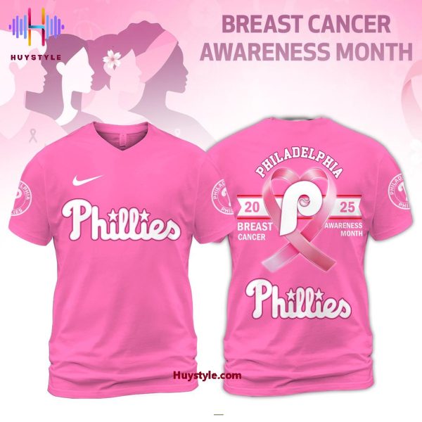 Philadelphia Phillies 2025 Breast Cancer Awareness Month Custom Name 3D T-Shirt