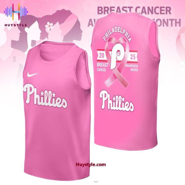 Philadelphia Phillies 2025 Breast Cancer Awareness Month Custom Name 3D T-Shirt
