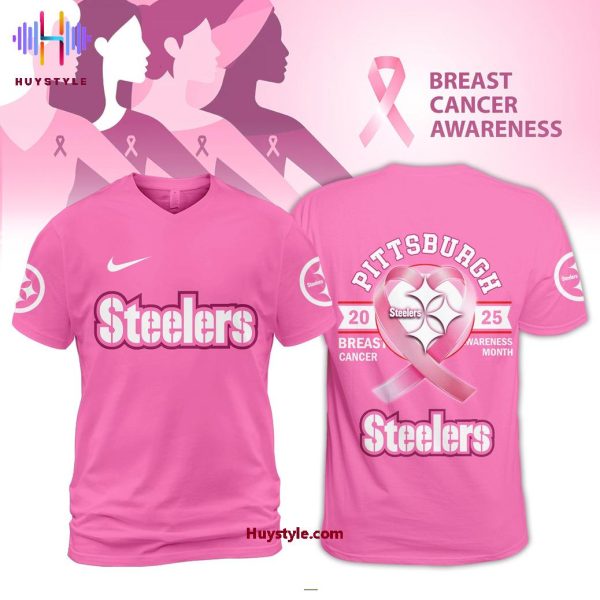 Pittsburgh Steelers 2025 Breast Cancer Awareness Month Custom Name 3D T-Shirt