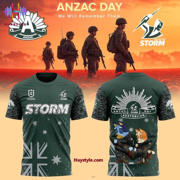 Melbourne Storm x Bluey & Bingo Anzac Day 2025 We Will Remember Them Special Edition Hoodie