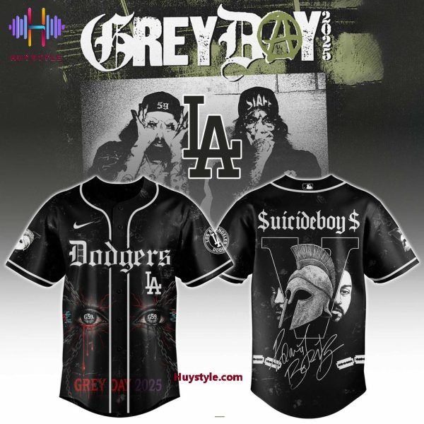 Los Angeles Dodgers x $uicideboy$ 2025 Grey Day Baseball Jersey