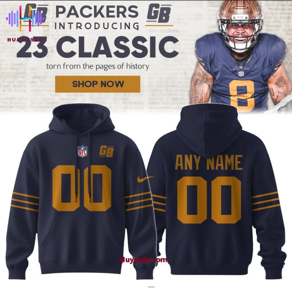 Green Bay Packers 23 Classic Custom Name Hoodie