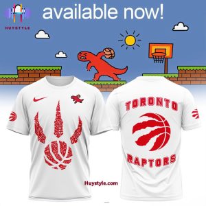 Toronto Raptors Dinosaur Playing Basketball On A Super Mario Hoodie – White