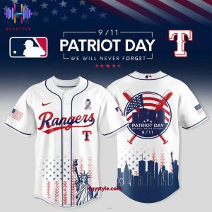 Texas Rangers x 9/11 Patriot Day We Will Never Forget Baseball Jersey