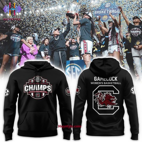 South Carolina Gamecocks Women’s Basketball Tournament Champs 2025 Hoodie Longpant Cap – Black
