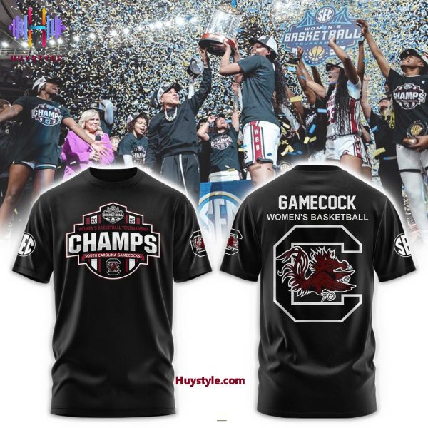 South Carolina Gamecocks Women’s Basketball Tournament Champs 2025 Hoodie Longpant Cap – Black