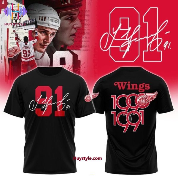 Detroit Red Wings x Sergei Fedorov Number 91 3D T-Shirt