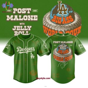 Los Angeles Dodgers x Post Malone With Jelly Roll The Big Ass World Tour 2025 Baseball Jersey