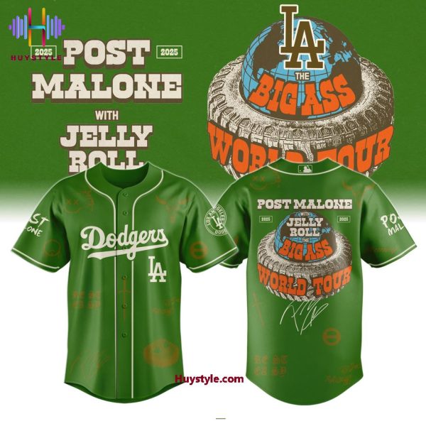 Los Angeles Dodgers x Post Malone With Jelly Roll The Big Ass World Tour 2025 Baseball Jersey