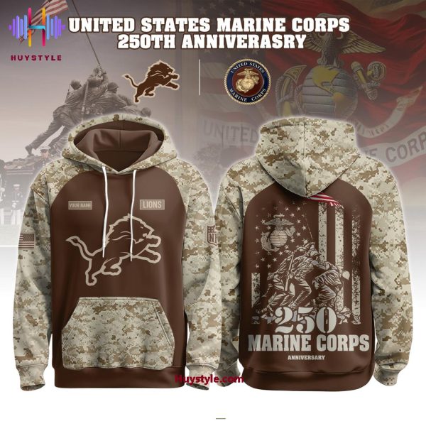 Detroit Lions 250th Anniversary Marine Corps 2025 Hoodie