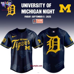 Detroit Tigers x Michigan Wolverines Night 2025 Baseball Jersey – Blue