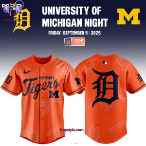 Detroit Tigers x Michigan Wolverines Night 2025 Baseball Jersey – Orange