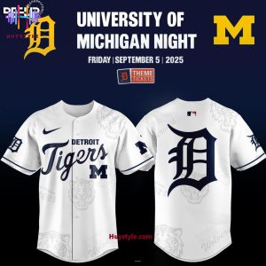 Detroit Tigers x Michigan Wolverines Night 2025 Baseball Jersey – White