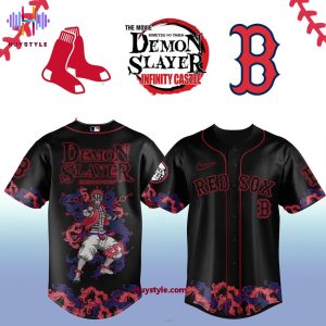 Boston Red Sox x The Movie KimetsuNo Yaiba: Demon Slayer-Akaza Baseball Jersey