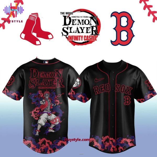 Boston Red Sox x The Movie KimetsuNo Yaiba: Demon Slayer-Akaza Baseball Jersey