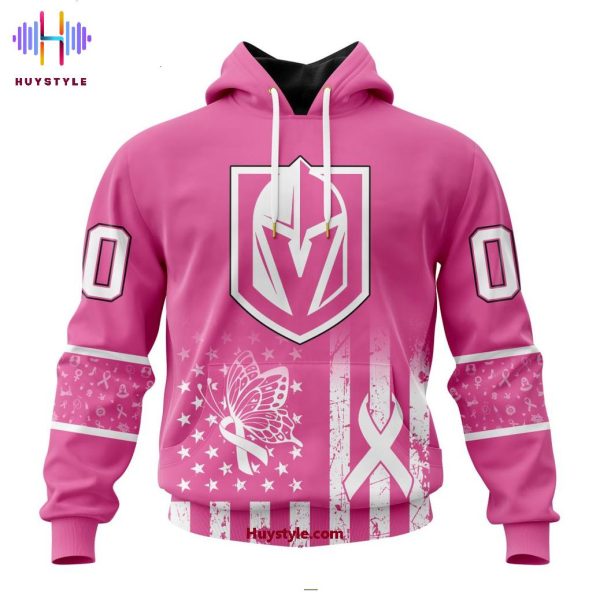 Vegas Golden Knights Breast Cancer Awareness 2025 Custom Name Hoodie