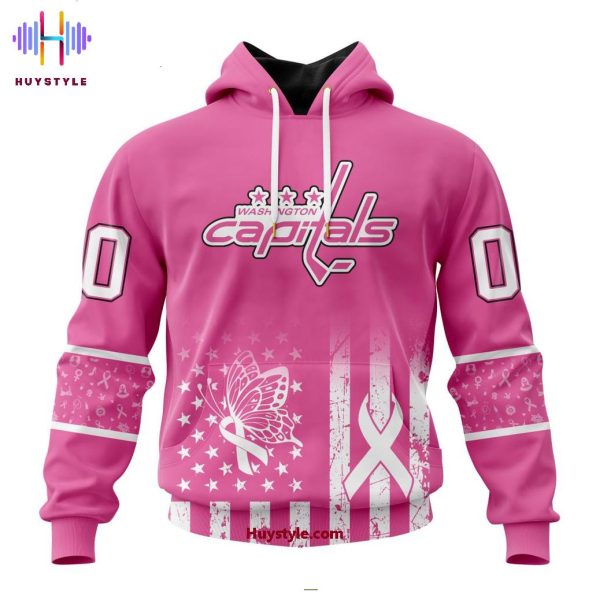 Washington Capitals Breast Cancer Awareness 2025 Custom Name Hoodie