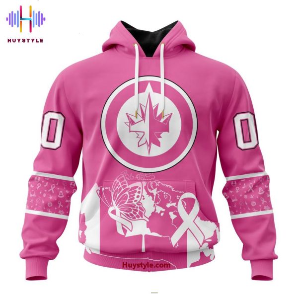 Winnipeg Jets Breast Cancer Awareness 2025 Custom Name Hoodie