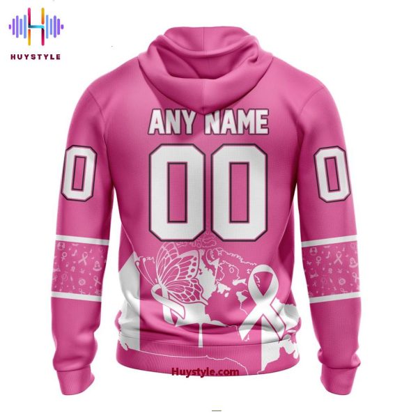 Winnipeg Jets Breast Cancer Awareness 2025 Custom Name Hoodie
