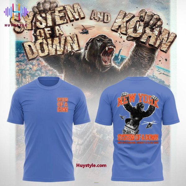 New York, System Of A Down x Korn Tour 2025 3D T-Shirt – Sky Blue