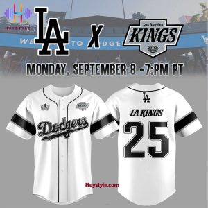 Los Angeles Dodgers x Los Angeles Kings Night Game 25 Baseball Jersey
