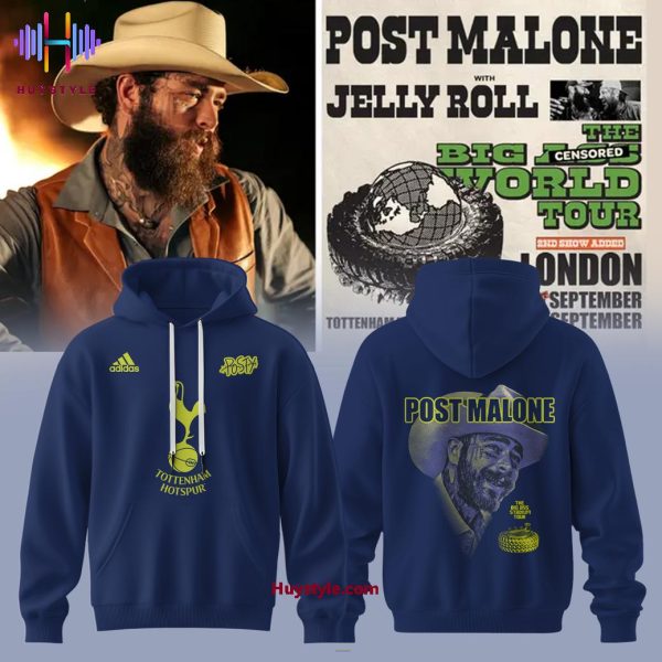 Tottenham Hotspur x Post Malone With Jelly Roll World Tour 2025 Hoodie – Navy