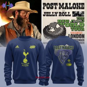 Tottenham Hotspur x Post Malone With Jelly Roll World Tour 2025 Hoodie – Navy