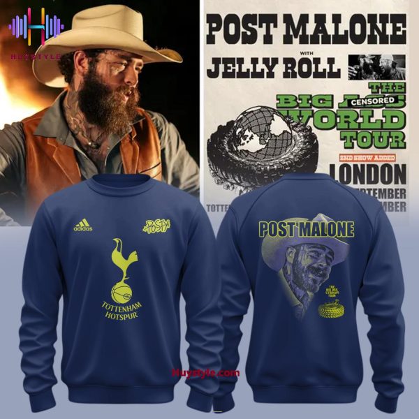 Tottenham Hotspur x Post Malone With Jelly Roll World Tour 2025 Hoodie – Navy