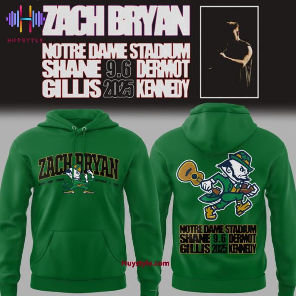 Notre Dame Fighting Irish x ZACH BRYAN – At Notre Dame Stadium 2025 Green Hoodie